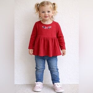 Garanimals Red Long Sleeve Kids Tee with Embroidery